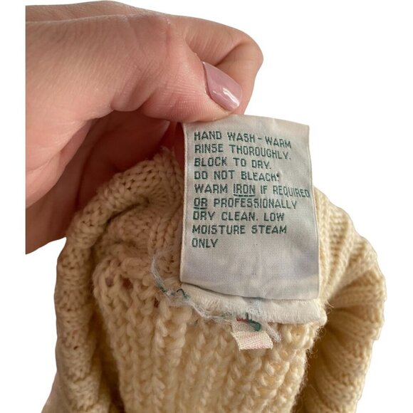 Vintage Hand-Framed Wool Fisherman Sweater Cable Thick Chunky Knit Size M - Picture 6 of 7